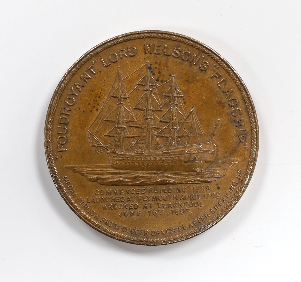 HMS Foudroyant Lord Nelson's flagship commemorative copper medal